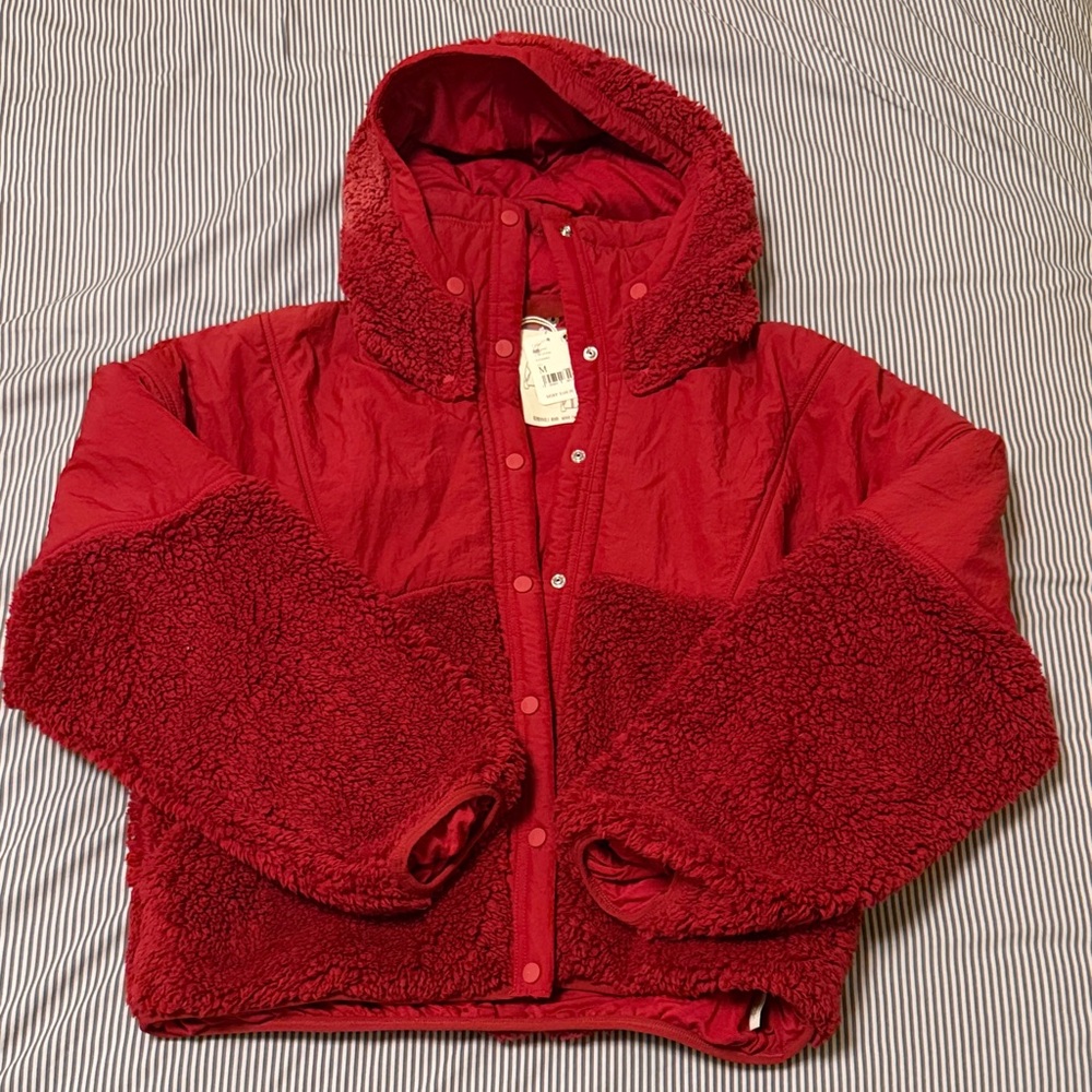 FP MOVEMENT - Red Quilted and Sherpa Jacket